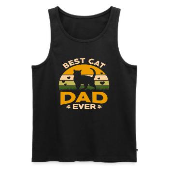 Meilleur chat papa jamais meilleur chat papa chat chaton - Débardeur bio Premium Homme - noir - Devant - AI Model Male 178 light (178cm)