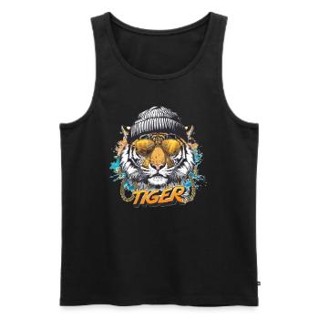 Tiger - Männer Premium Bio Tank Top - Schwarz - Vorne - Michal (187cm)