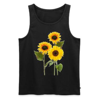 Three sunflowers - Men's Premium Organic Tank Top - black - Front - AI Model Male 178 light (178cm)