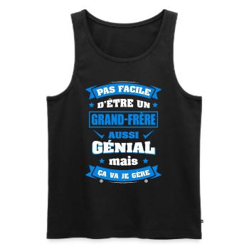 GRAND-FRÈRE GÉNIAL - Débardeur bio Premium Homme - noir - Devant - Michal (187cm)