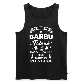 BARBU TATOUÉ - Débardeur bio Premium Homme - noir - Devant - AI Model Male 178 light (178cm)