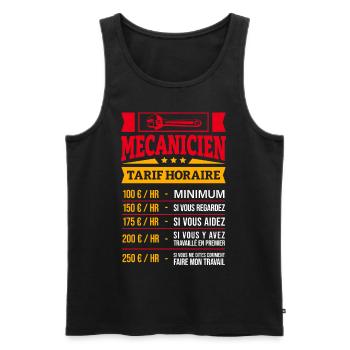 TARIF HORAIRE MÉCANICIEN - Débardeur bio Premium Homme - noir - Devant - AI Model Male 178 light (178cm)