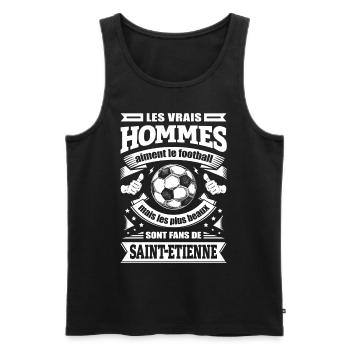 LES VRAIS HOMMES SONT FANS DE SAINT-ÉTIENNE - Débardeur bio Premium Homme - noir - Devant - Michal (187cm)