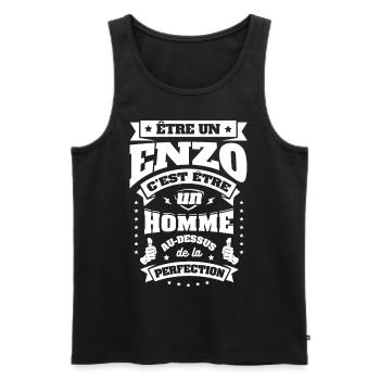 NOM - PRÉNOM - ENZO - Débardeur bio Premium Homme - noir - Devant - AI Model Male 178 light (178cm)