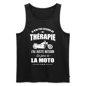 PAS BESOIN DE THÉRAPIE- BESOIN DE FAIRE DE LA MOTO - Débardeur bio Premium Homme - noir - Devant - Michal (187cm)