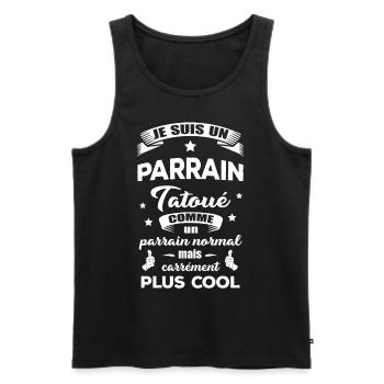 PARRAIN TATOUÉ - Débardeur bio Premium Homme - noir - Devant - AI Model Male 178 light (178cm)