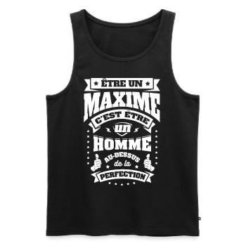 NOM - PRÉNOM - MAXIME - Débardeur bio Premium Homme - noir - Devant - AI Model Male 178 light (178cm)
