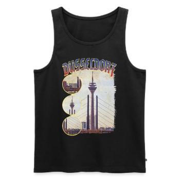 Düsseldorf Allemagne Ville Skyline Accueil Amour - Débardeur bio Premium Homme - noir - Devant - Michal (187cm)