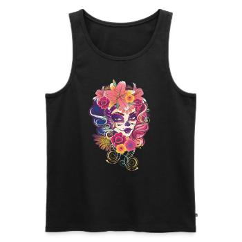 La Catrina Jour du Crâne de Sucre Mort - Débardeur bio Premium Homme - noir - Devant - Michal (187cm)