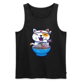 Ramen Cat Japan Kawaii - Men's Premium Organic Tank Top - black - Front - AI Model Male 178 light (178cm)