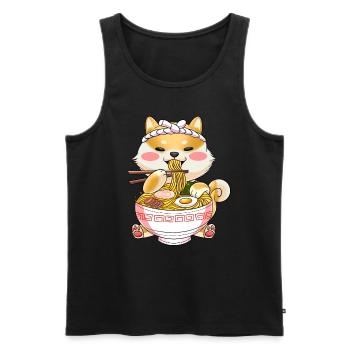 Ramen Cat Japon Kawaii - Débardeur bio Premium Homme - noir - Devant - AI Model Male 178 light (178cm)