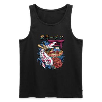 Ramen Cat Japon Kawaii - Débardeur bio Premium Homme - noir - Devant - AI Model Male 178 light (178cm)