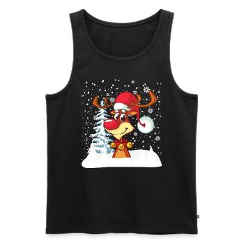 Rentier Lustig Winter Frohe Weihnachten - Männer Premium Bio Tank Top - Schwarz - Vorne - Michal (187cm)