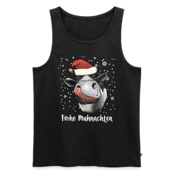 Kuh Landwirt Bauer Frohe Muhnachten - Männer Premium Bio Tank Top - Schwarz - Vorne - AI Model Male 178 light (178cm)