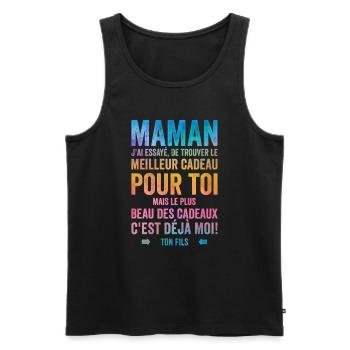 Maman Meilleur Cadeau C'est Moi Ton Fils - Débardeur bio Premium Homme - noir - Devant - Michal (187cm)
