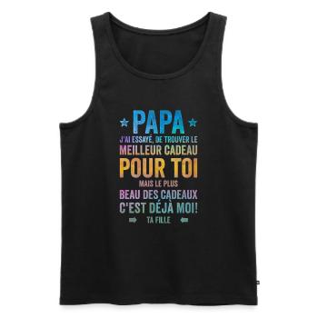 Papa Meilleur Cadeau C'est Moi Ta Fille - Débardeur bio Premium Homme - noir - Devant - Michal (187cm)