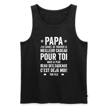 Papa Meilleur Cadeau C'est Moi Ton Fils - Débardeur bio Premium Homme - noir - Devant - Michal (187cm)