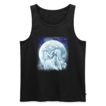 Chevaux blancs au clair de lune cheval d’équitation - Débardeur bio Premium Homme - noir - Devant - AI Model Male 178 light (178cm)