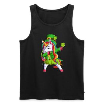 Licorne irlandaise Trèfle vert Saint-Patrick - Débardeur bio Premium Homme - noir - Devant - Michal (187cm)