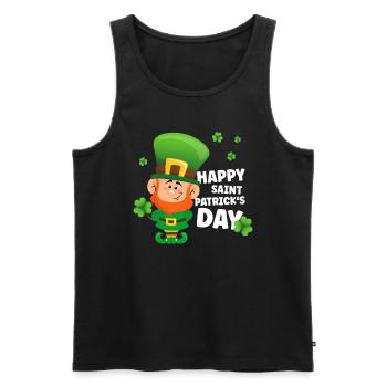 Irlande irlandaise Lucky Goblin Drôle St Patrick’s Day - Débardeur bio Premium Homme - noir - Devant - Michal (187cm)