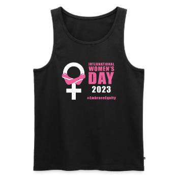International Women's Day 8 March #EmbraceEquity - Men's Premium Organic Tank Top - black - Front - AI Model Male 178 light (178cm)