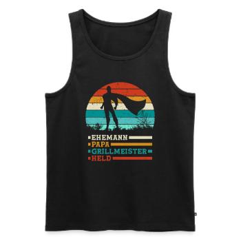 Bester Ehemann Papa Grillmeister Held - Männer Premium Bio Tank Top - Schwarz - Vorne - AI Model Male 178 light (178cm)
