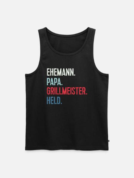 Bester Ehemann Papa Grillmeister Held - Männer Premium Bio Tank Top - Schwarz