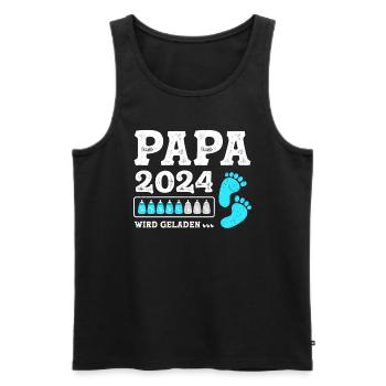 Vater 2024 Werdender Papa Loading 2024 - Männer Premium Bio Tank Top - Schwarz - Vorne - Michal (187cm)