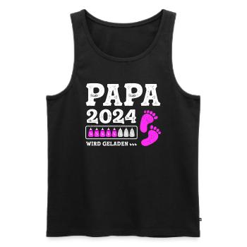 Vater 2024 Werdender Papa Loading 2024 - Männer Premium Bio Tank Top - Schwarz - Vorne - Michal (187cm)