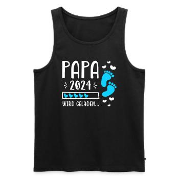 Vater 2024 Werdender Papa Loading 2024 - Männer Premium Bio Tank Top - Schwarz - Vorne - Michal (187cm)