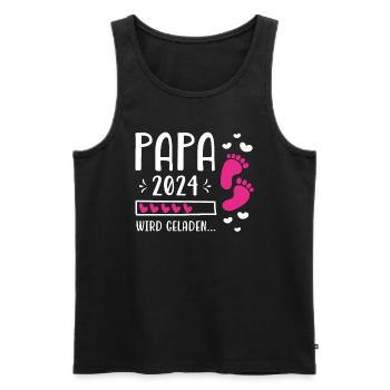 Vater 2024 Werdender Papa Loading 2024 - Männer Premium Bio Tank Top - Schwarz - Vorne - Michal (187cm)