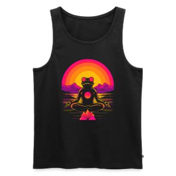 Synthwave Grenouille Vaporwave 80s - Débardeur bio Premium Homme - noir - Devant - AI Model Male 178 light (178cm)