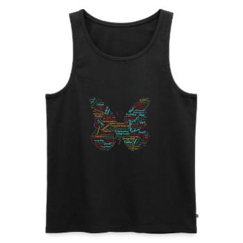 Tee graphique papillon avec conception de motifs de mots. - Débardeur bio Premium Homme - noir - Devant - AI Model Male 178 light (178cm)