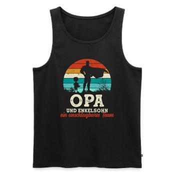 Team Super Opa und Enkelsohn Vatertag - Männer Premium Bio Tank Top - Schwarz - Vorne - Michal (187cm)