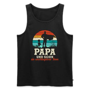 Team Super Papa und Sohn Vatertag Geschenk - Männer Premium Bio Tank Top - Schwarz - Vorne - Michal (187cm)