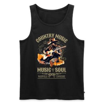 Musique Country Guitare Guitariste Chanteur Vintage - Débardeur bio Premium Homme - noir - Devant - Michal (187cm)