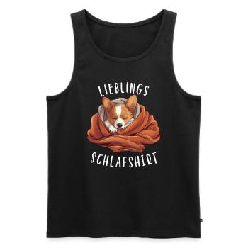Lieblings Schlafshirt Corgi Pyjama Oberteil - Männer Premium Bio Tank Top - Schwarz - Vorne - AI Model Male 178 light (178cm)