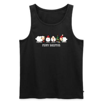 Drôle Joyeux Noël Mouton Famille Enfants - Débardeur bio Premium Homme - noir - Devant - Michal (187cm)