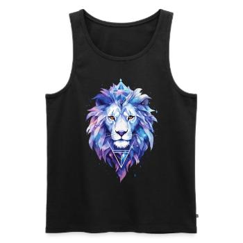 Lion, Lion's Head, Animal, Geometric, Colorful, Art, Motif - Men's Premium Organic Tank Top - black - Front - Michal (187cm)