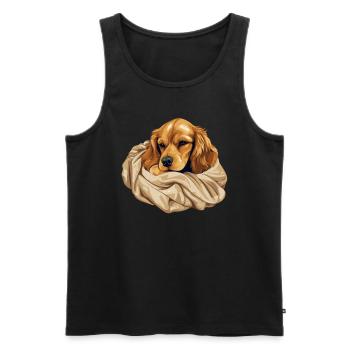 Süßer Hund Welpe Cocker Spaniel - Männer Premium Bio Tank Top - Schwarz - Vorne - Michal (187cm)