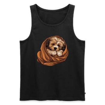 Cute dog puppy Havanese - Men's Premium Organic Tank Top - black - Front - Michal (187cm)
