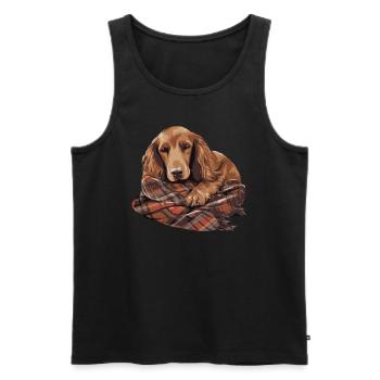 Cute Dog Puppy Irish Setter - Men's Premium Organic Tank Top - black - Front - AI Model Male 178 light (178cm)