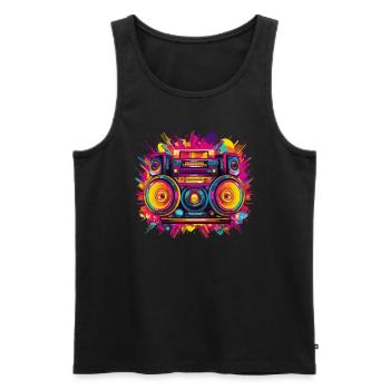 80er Jahre Motto Party Kostüm Outfit - Männer Premium Bio Tank Top - Schwarz - Vorne - Michal (187cm)