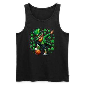 St Patrick's Day Irish Party Green Basketball Leprechaun - Men's Premium Organic Tank Top - black - Front - Michal (187cm)