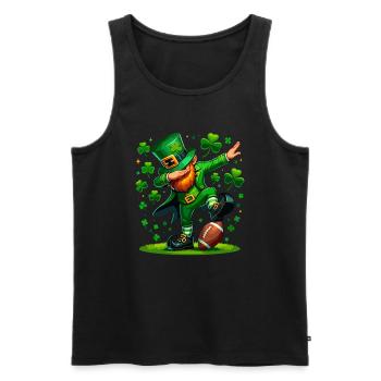 St Patrick's Day Irish Party Green Dabbing Leprechaun - Men's Premium Organic Tank Top - black - Front - Michal (187cm)