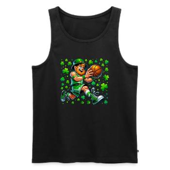 St Patrick's Day Irish Party Green Basketball Leprechaun - Men's Premium Organic Tank Top - black - Front - Michal (187cm)