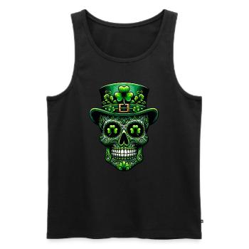 Sugar Skull Irish Irland Kleeblatt St Patricks Day - Männer Premium Bio Tank Top - Schwarz - Vorne - Michal (187cm)