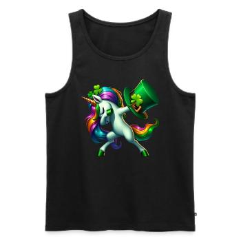 Irish Einhorn Grün Kleeblatt St Patricks Day - Männer Premium Bio Tank Top - Schwarz - Vorne - Michal (187cm)
