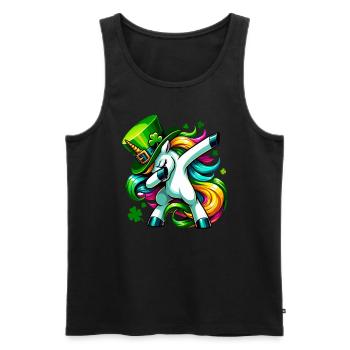 Irish Einhorn Grün Kleeblatt St Patricks Day - Männer Premium Bio Tank Top - Schwarz - Vorne - Michal (187cm)