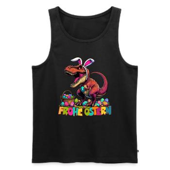 Dinosaur Trex Boys Easter Basket Easter Bunny - Men's Premium Organic Tank Top - black - Front - AI Model Male 178 light (178cm)